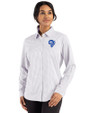 Los Angeles Rams Historic Cutter & Buck Skyline Epic Confidence Recycled Gingham Womens Long Sleeve Dress Shirt  Concrete/White Front