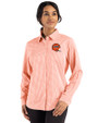 Cincinnati Bengals Historic Cutter & Buck Skyline Epic Confidence Recycled Gingham Womens Long Sleeve Dress Shirt  College Orange/White Front