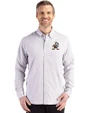 Cleveland Browns Historic Cutter & Buck Skyline Recycled Gingham Mens Long Sleeve Button Down Dress Shirt Concrete/White Front