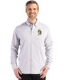 Green Bay Packers Historic Cutter & Buck Skyline Epic Confidence Recycled Gingham Mens Long Sleeve Dress Shirt Concrete/White Front