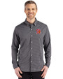 Tampa Bay Buccaneers Historic Cutter & Buck Skyline Epic Confidence Recycled Gingham Mens Long Sleeve Dress Shirt Black/Elemental Grey Front