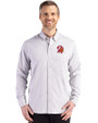 Tampa Bay Buccaneers Historic Cutter & Buck Skyline Epic Confidence Recycled Gingham Mens Long Sleeve Dress Shirt Concrete/White Front