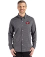 San Francisco 49ers Historic Cutter & Buck Skyline Recycled Gingham Mens Long Sleeve Button Down Dress Shirt Black/Elemental Grey Front