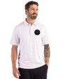 NY Mets City Connect Cutter & Buck Forge Epic Confidence Fine Line Stripe Stretch Recycled Mens Polo White/Polished Front