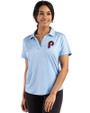 Philadelphia Phillies Cooperstown Cutter & Buck Coastline Epic Comfort Recycled Womens Dolman Polo Atlas Light Blue Front