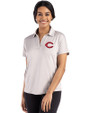 Cincinnati Reds Cutter & Buck Coastline Recycled Double Peached Womens Dolman Polo CONCRETE Front