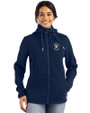 Houston Astro Mono Cutter & Buck Roam Epic Versatility Recycled Womens Full Zip Hooded Jacket Navy Blue Front