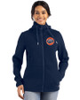 HoustonAstrosCooperstown- Cutter & Buck Roam Epic Versatility Recycled Womens Full Zip Hooded Jacket Navy Blue Front