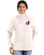 Montreal Expos Cooperstown Cutter & Buck Roam Epic Versatility Recycled Womens Full Zip Hooded Jacket Shell Front