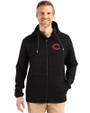 Cincinnati Reds Cutter & Buck Roam Epic Versatility Recycled Mens Full Zip Hooded Jacket Black Front