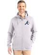 Atlanta Braves Cutter & Buck Roam Epic Versatility Recycled Mens Full Zip Hooded Jacket Solitare Front