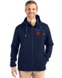 Toronto Blue Jays City Connect Cutter & Buck Roam Epic Versatility Recycled Mens Full Zip Hooded Jacket Navy Blue Front