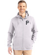 Pittsburgh Pirates Mono Cutter & Buck Roam Epic Versatility Recycled Mens Full Zip Hooded Jacket Solitare Front