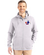 Montreal Expos Cooperstown Cutter & Buck Roam Epic Versatility Recycled Mens Full Zip Hooded Jacket Solitare Front