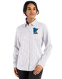 Minnesota Twins City Connect Cutter & Buck Skyline Epic Confidence Recycled Gingham Womens Long Sleeve Dress Shirt  Concrete/White Front