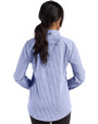 Chicago Cubs Cooperstown Cutter & Buck Skyline Epic Confidence Recycled Gingham Womens Long Sleeve Dress Shirt  Tour Blue/White Back