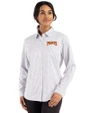 Pittsburgh Pirates Cooperstown Cutter & Buck Skyline Epic Confidence Recycled Gingham Womens Long Sleeve Dress Shirt  Concrete/White Front