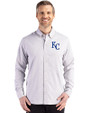 Kansas City Royals Cutter & Buck Skyline Epic Confidence Recycled Gingham Mens Long Sleeve Dress Shirt Concrete/White Front