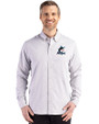 Miami Marlins Cutter & Buck Skyline Epic Confidence Recycled Gingham Mens Long Sleeve Dress Shirt Concrete/White Front