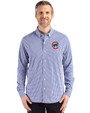 Chicago Cubs Cutter & Buck Skyline Epic Confidence Recycled Gingham Mens Long Sleeve Dress Shirt Tour Blue/White Front