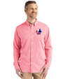 Montreal Expos Cooperstown Cutter & Buck Skyline Epic Confidence Recycled Gingham Mens Long Sleeve Dress Shirt Red/White Front