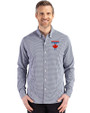 Toronto Blue Jays City Connect Cutter & Buck Skyline Epic Confidence Recycled Gingham Mens Long Sleeve Dress Shirt Navy Blue/White Front
