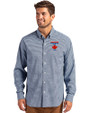 Toronto Blue Jays City Connect Cutter & Buck Skyline Epic Confidence Recycled Gingham Mens Long Sleeve Dress Shirt Pale Blue/Navy Blue Front