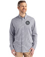 Seattle Mariners Monochromatic Cutter & Buck Skyline Recycled Gingham Mens Long Sleeve Button Down Dress Shirt Black/White Front