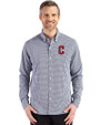 Cleveland Guardians - Cutter & Buck Skyline Epic Confidence Recycled Gingham Mens Long Sleeve Dress Shirt Navy Blue/White Front