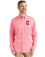 Cleveland Guardians - Cutter & Buck Skyline Epic Confidence Recycled Gingham Mens Long Sleeve Dress Shirt Red/White Front