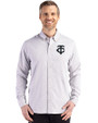 Minnesota Twins Mono Cutter & Buck Skyline Epic Confidence Recycled Gingham Mens Long Sleeve Dress Shirt Concrete/White Front