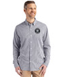 Houston Astro Mono Cutter & Buck Skyline Epic Confidence Recycled Gingham Mens Long Sleeve Dress Shirt Black/White Front
