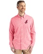Cleveland Indians Cooperstown Cutter & Buck Skyline Epic Confidence Recycled Gingham Mens Long Sleeve Dress Shirt Red/White Front