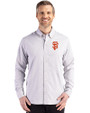 San Francisco Giants Cutter & Buck Skyline Epic Confidence Recycled Gingham Mens Long Sleeve Dress Shirt Concrete/White Front