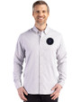 NY Mets City Connect Cutter & Buck Skyline Epic Confidence Recycled Gingham Mens Long Sleeve Dress Shirt Concrete/White Front