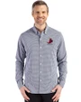 St. Louis Cardinals Cooperstown Cutter & Buck Skyline Epic Confidence Recycled Gingham Mens Long Sleeve Dress Shirt Navy Blue/White Front