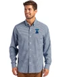 Philadelphia Phillies City Connect Cutter & Buck Skyline Epic Confidence Recycled Gingham Mens Long Sleeve Dress Shirt Pale Blue/Navy Blue Front