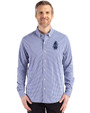 Chicago Cubs Cooperstown Cutter & Buck Skyline Epic Confidence Recycled Gingham Mens Long Sleeve Dress Shirt Tour Blue/White Front