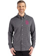 San Diego Padres City Connect Cutter & Buck Skyline Epic Confidence Recycled Gingham Mens Long Sleeve Dress Shirt Black/Elemental Grey Front