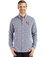 Los Angeles Angels Cooperstown Cutter & Buck Skyline Epic Confidence Recycled Gingham Mens Long Sleeve Dress Shirt Navy Blue/White Front
