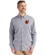 Baltimore Orioles Cooperstown Cutter & Buck Skyline Epic Confidence Recycled Gingham Mens Long Sleeve Dress Shirt Black/White Front