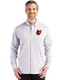 Baltimore Orioles Cooperstown Cutter & Buck Skyline Epic Confidence Recycled Gingham Mens Long Sleeve Dress Shirt Concrete/White Front