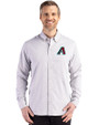 Arizona Diamondbacks Cutter & Buck Skyline Epic Confidence Recycled Gingham Mens Long Sleeve Dress Shirt Concrete/White Front