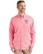 San Diego Padres Stars & Stripes Cutter & Buck Skyline Epic Confidence Recycled Gingham Mens Long Sleeve Dress Shirt Red/White Front