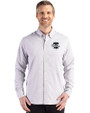 Philadelphia Phillies Mono Cutter & Buck Skyline Epic Confidence Recycled Gingham Mens Long Sleeve Dress Shirt Concrete/White Front