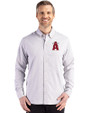 Los Angeles Angels City Connect Cutter & Buck Skyline Epic Confidence Recycled Gingham Mens Long Sleeve Dress Shirt Concrete/White Front