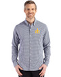 Seattle Mariners Cooperstown Cutter & Buck Skyline Epic Confidence Recycled Gingham Mens Long Sleeve Dress Shirt Navy Blue/White Front