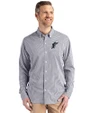 Miami Marlins Cooperstown Cutter & Buck Skyline Epic Confidence Recycled Gingham Mens Long Sleeve Dress Shirt Black/White Front