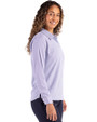 Chicago Cubs Cooperstown Cutter & Buck Skyline Epic Confidence Recycled Pinstripe Womens Long Sleeve Dress Shirt  Tour Blue/White Side