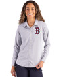Boston Red Sox Cutter & Buck Skyline Epic Confidence Recycled Pinstripe Womens Long Sleeve Dress Shirt  Elemental Grey/White Front